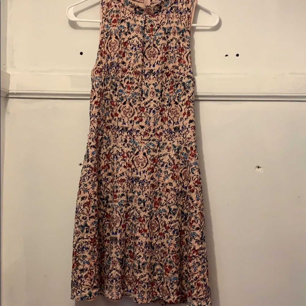High-Necked Pink Floral Lace Dress
